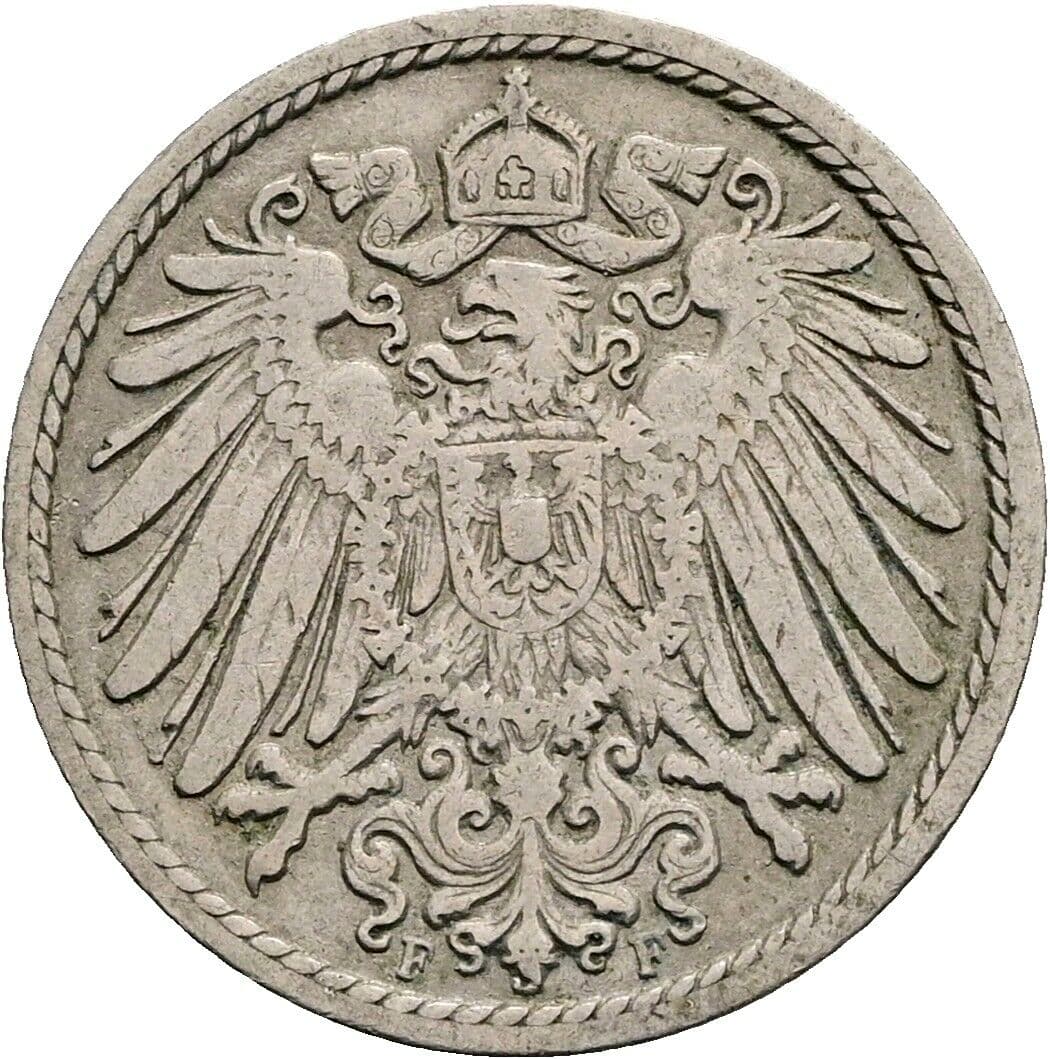 5 Pfennig 1905 F – Rückseite