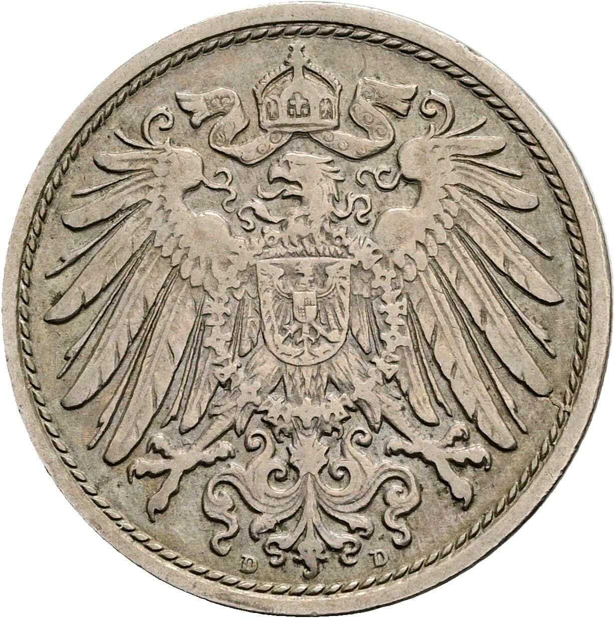 10 Pfennig 1908 D – Rückseite