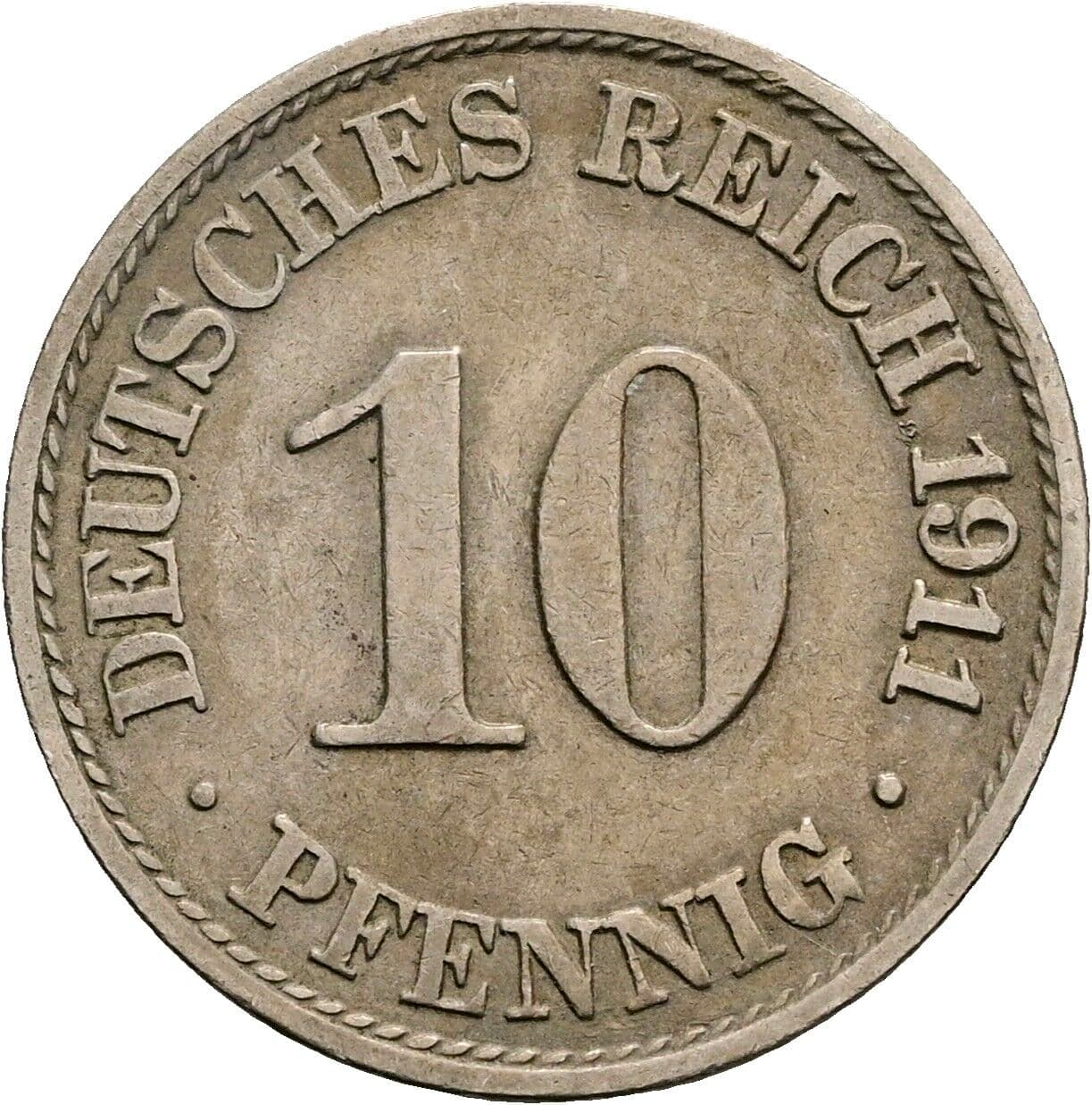 10 Pfennig 1911 A – Vorderseite