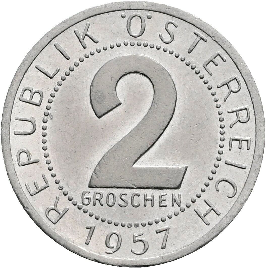 2 Groschen 1957 – Vorderseite