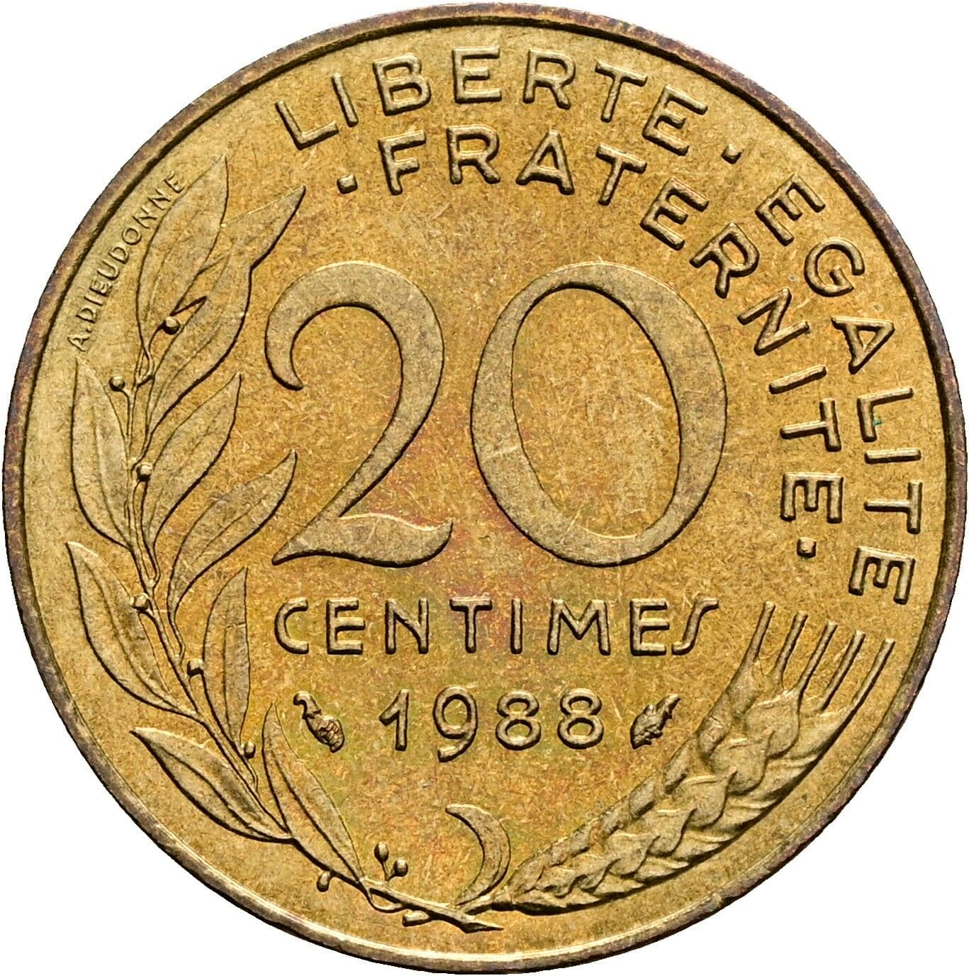 20 Centimes 1988 – Vorderseite