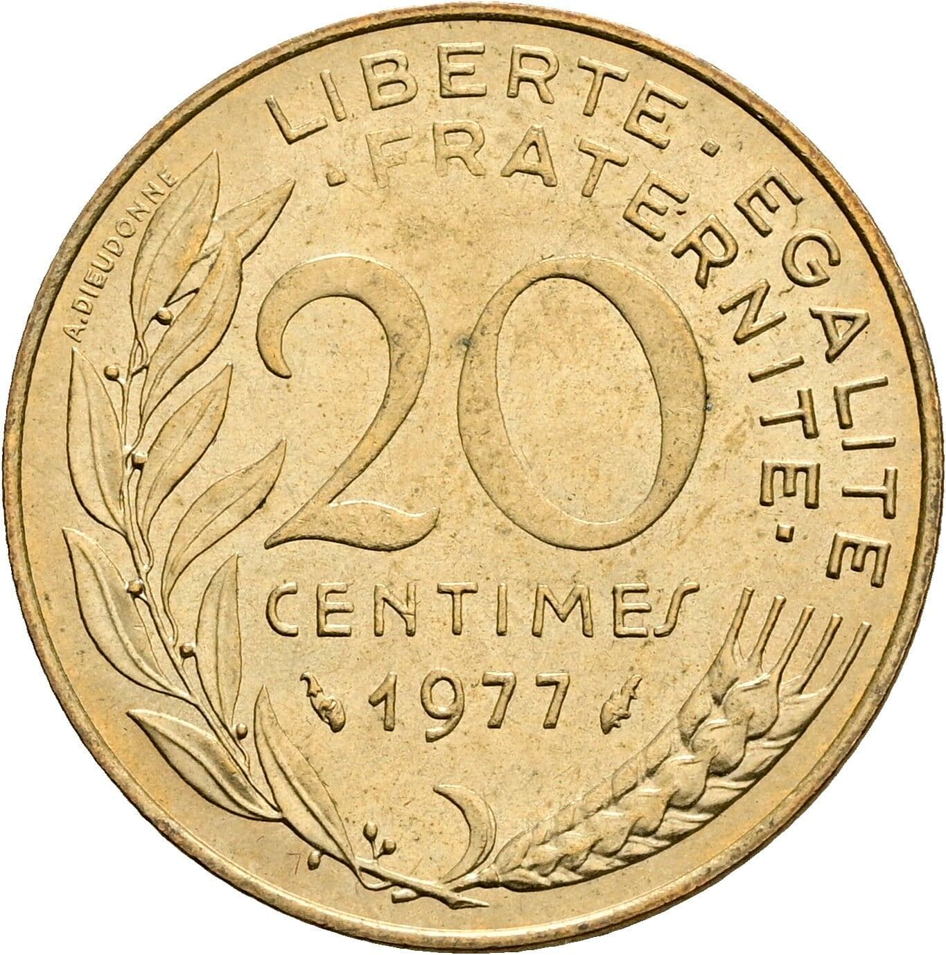 20 Centimes 1977 – Vorderseite