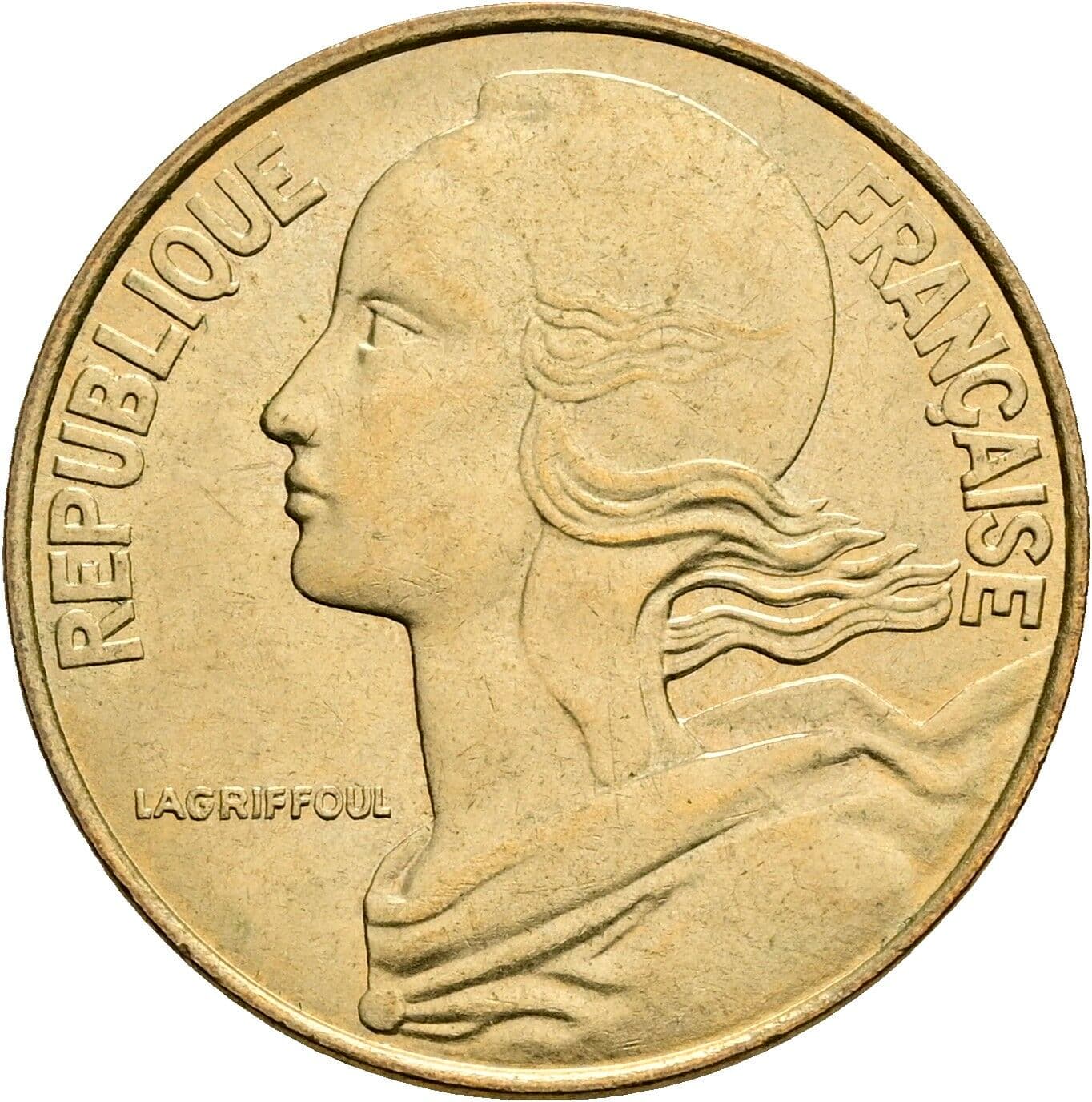 20 Centimes 1977 – Rückseite