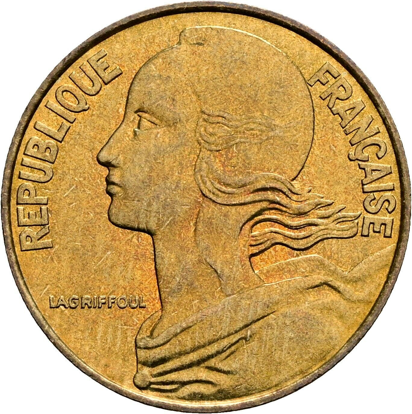 20 Centimes 1988 – Rückseite
