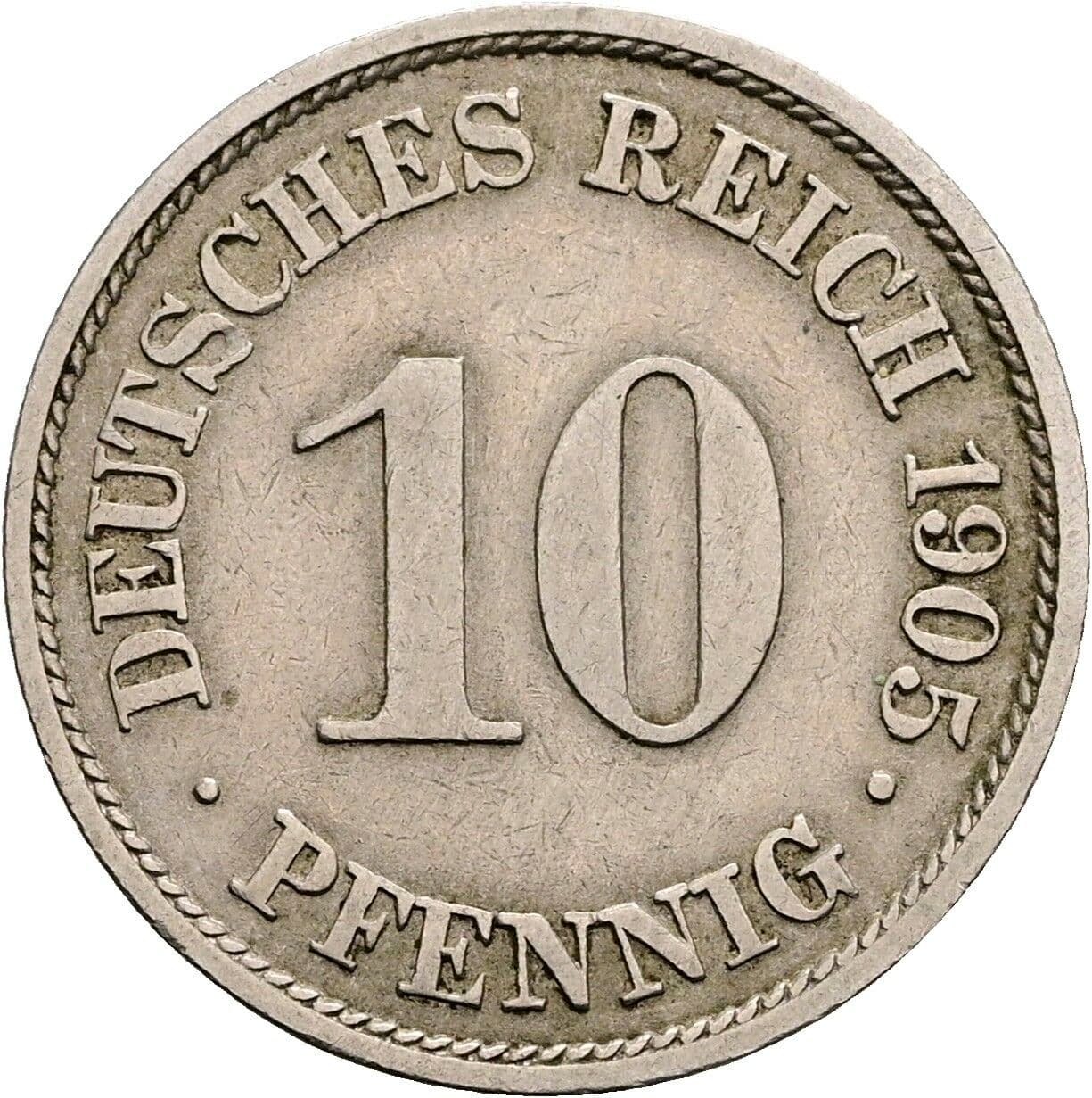 10 Pfennig 1905 A – Vorderseite