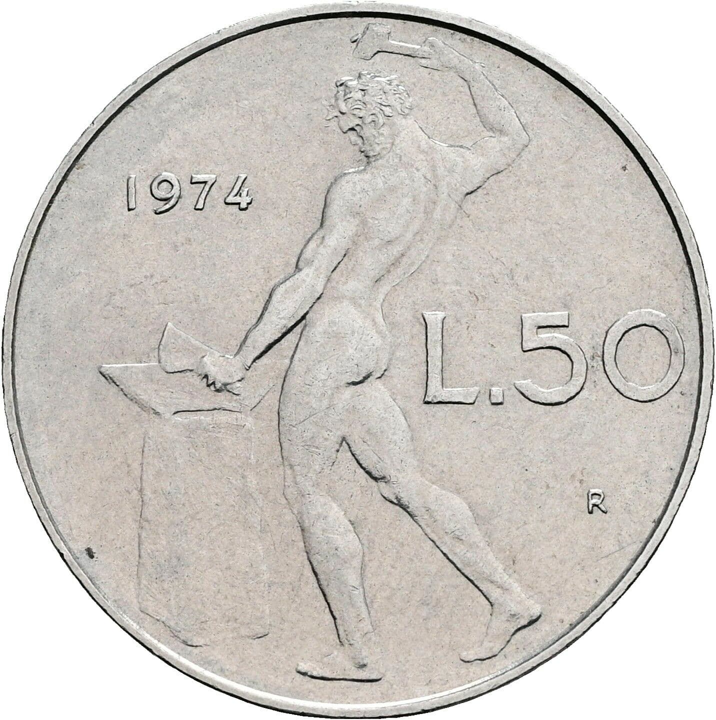 50 Lire 1974 – Rückseite