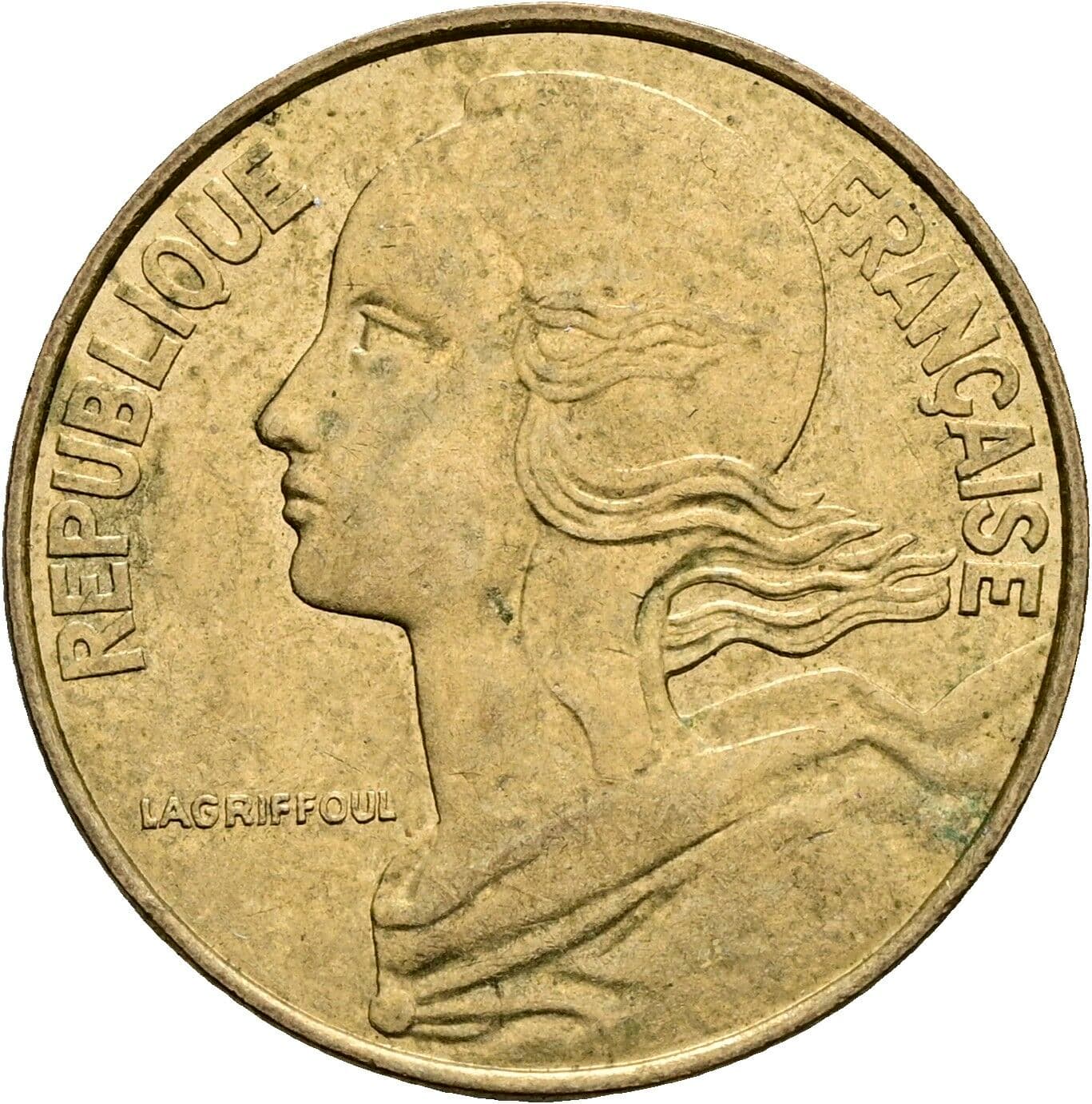 20 Centimes 1976 – Rückseite