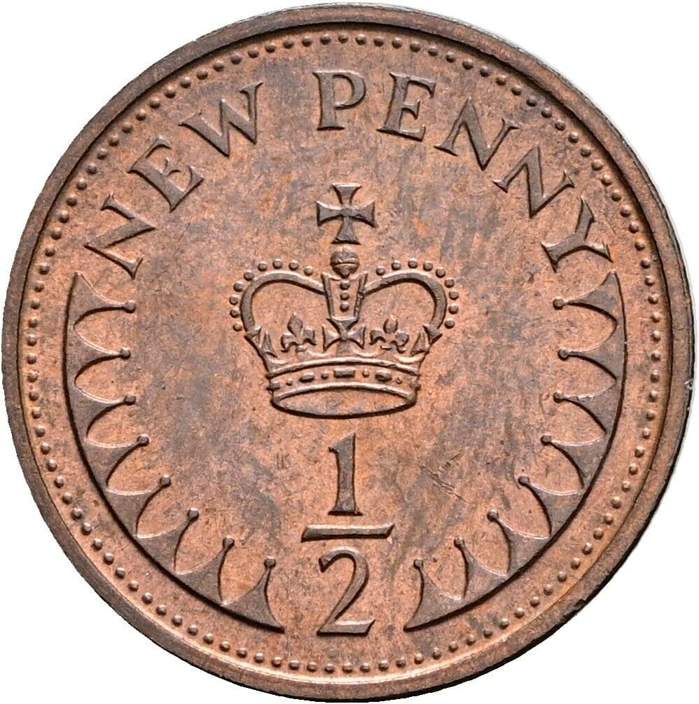1/2 New Penny 1973 – Rückseite