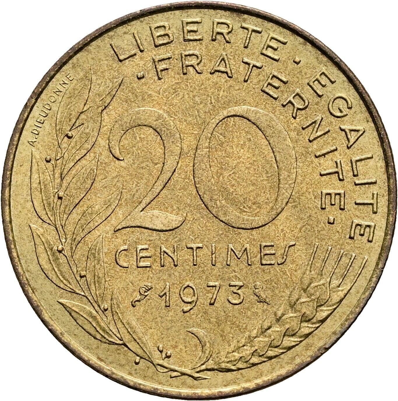20 Centimes 1973 – Vorderseite