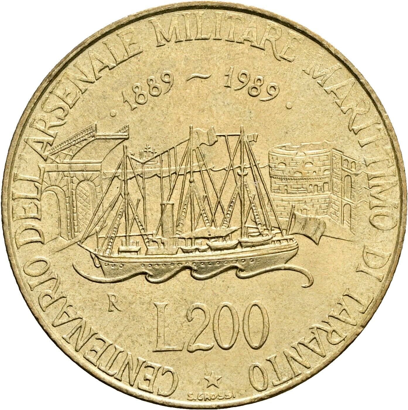 200 Lire 1989 – Rückseite