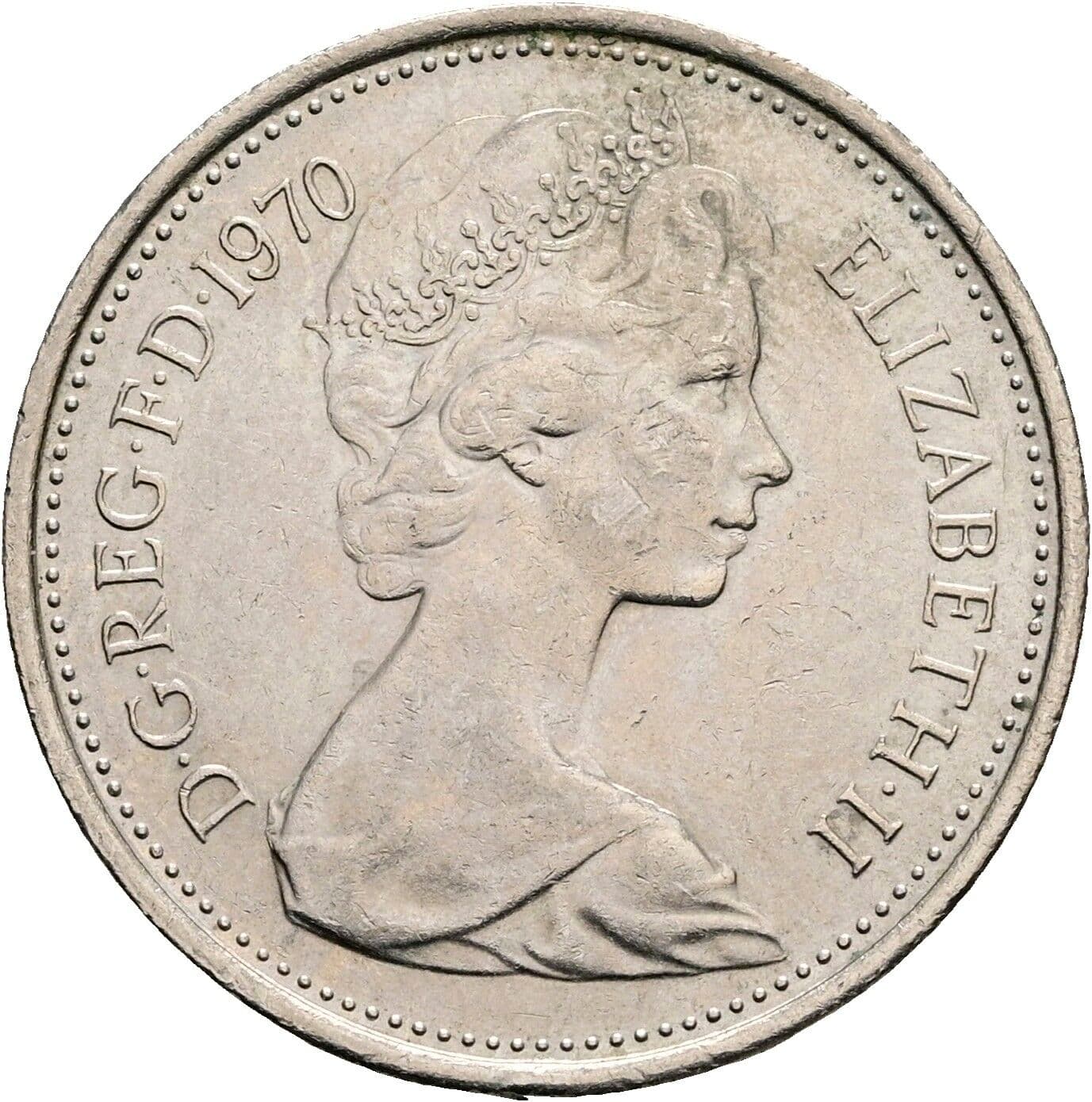 5 New Pence 1970 – Vorderseite