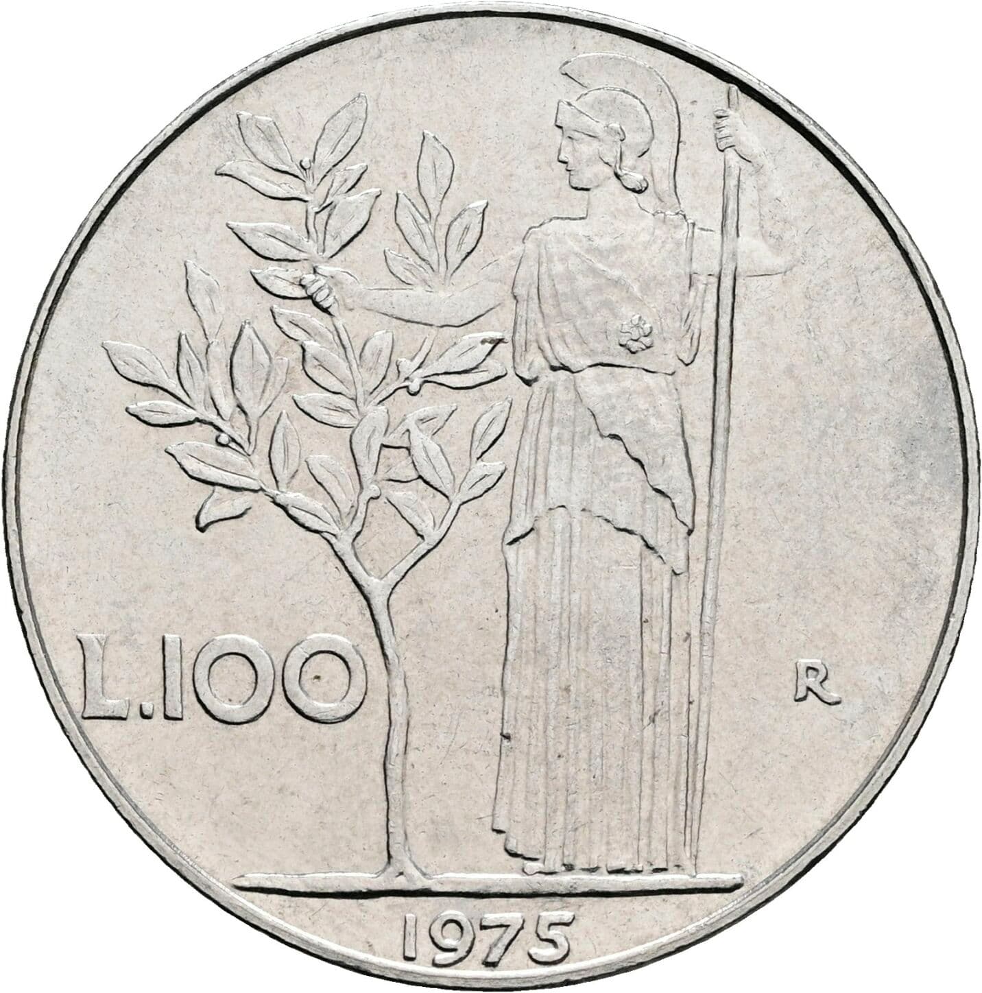 100 Lire 1975 – Rückseite