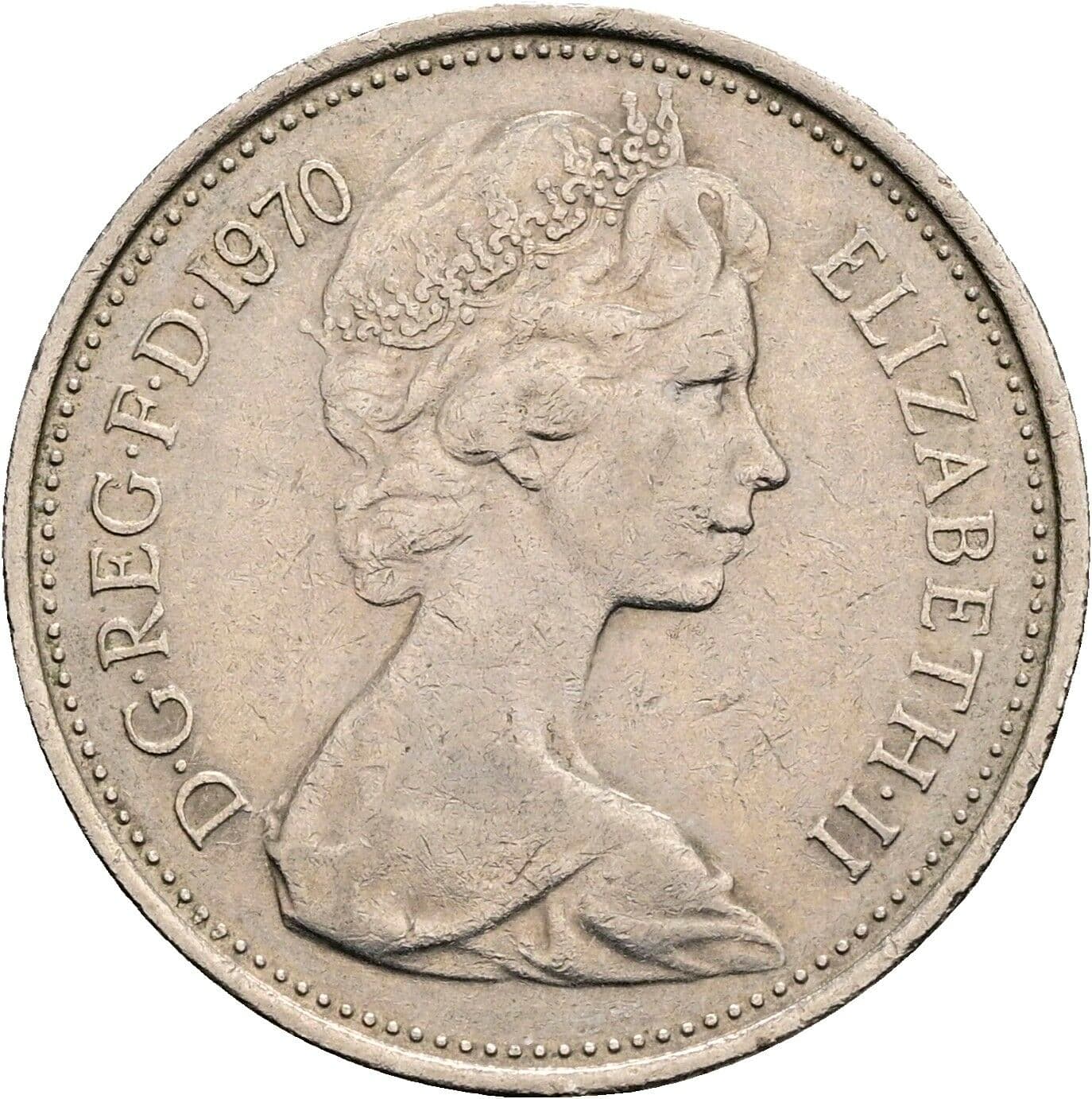 5 New Pence Elisabeth II. 1952-2022 1970 – Vorderseite