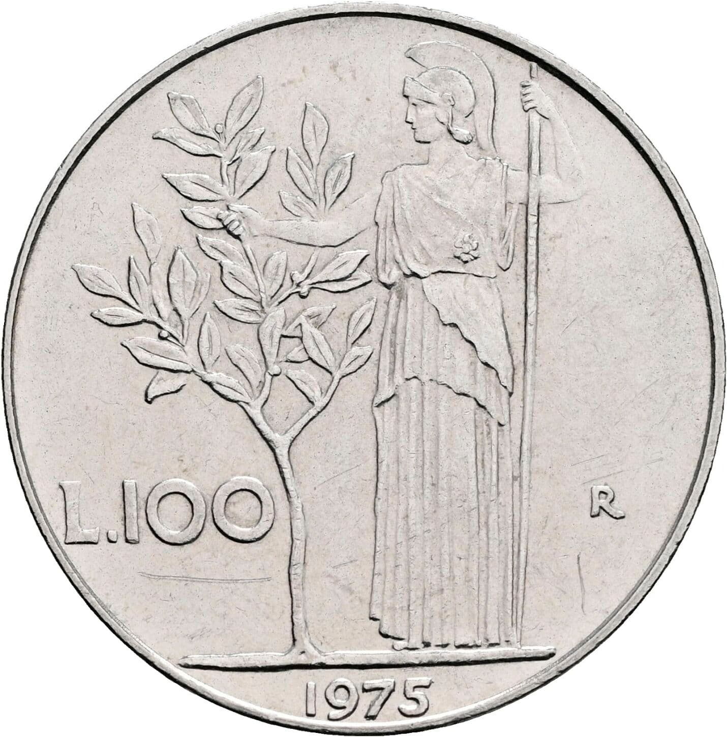 100 Lire 1975 – Rückseite