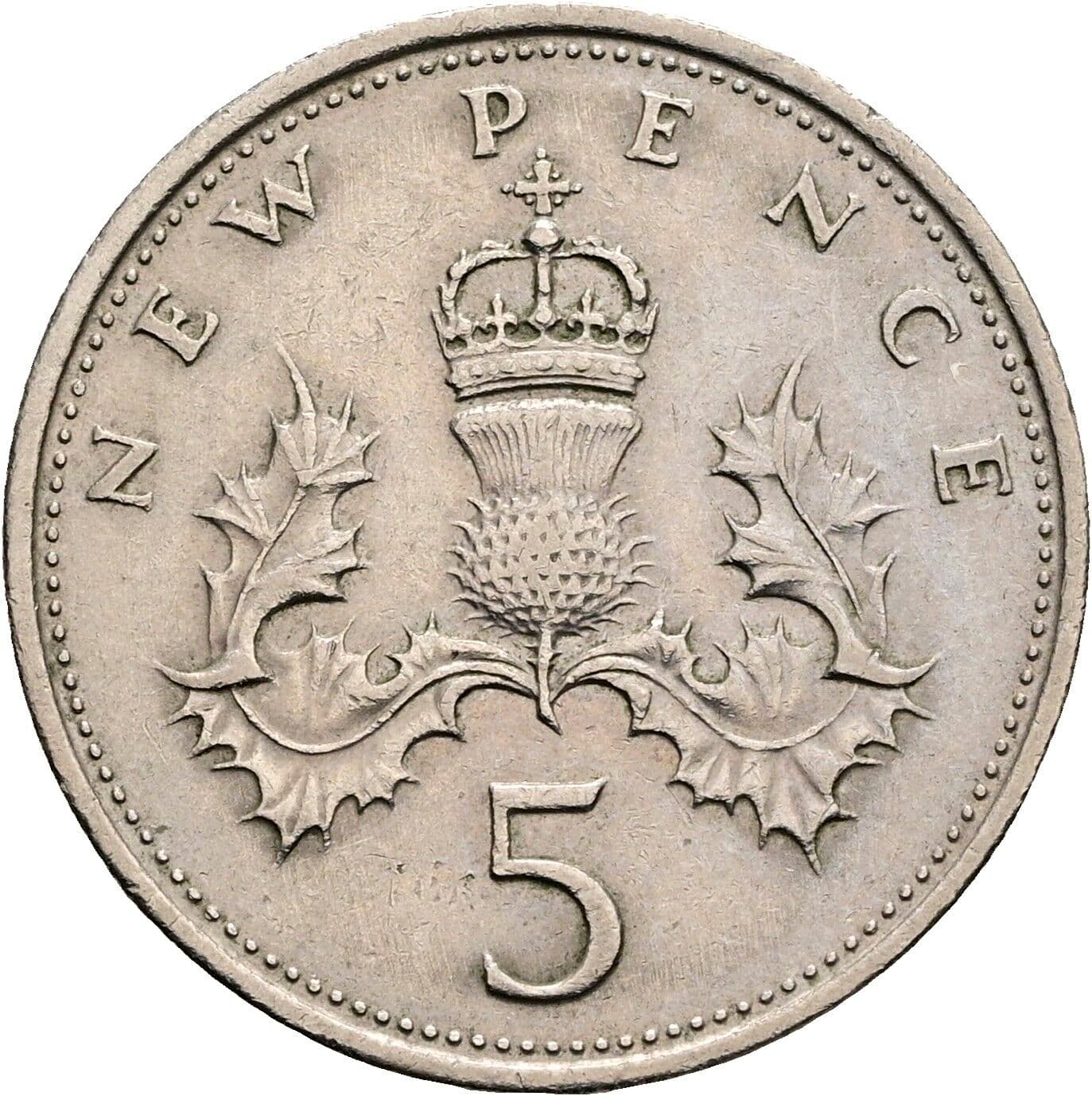 5 New Pence Elisabeth II. 1952-2022 1970 – Rückseite