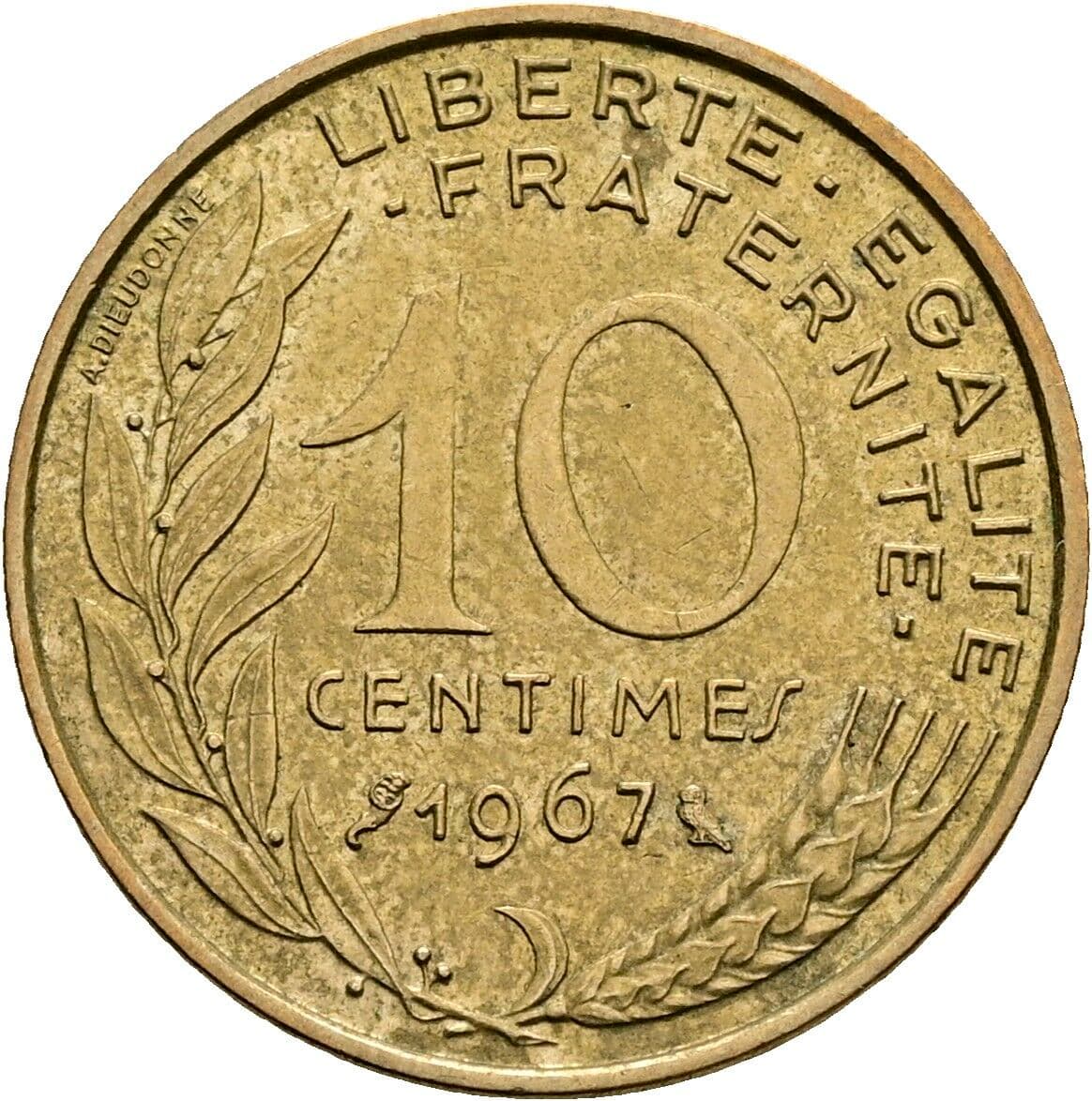 10 Centimes 1967 – Vorderseite