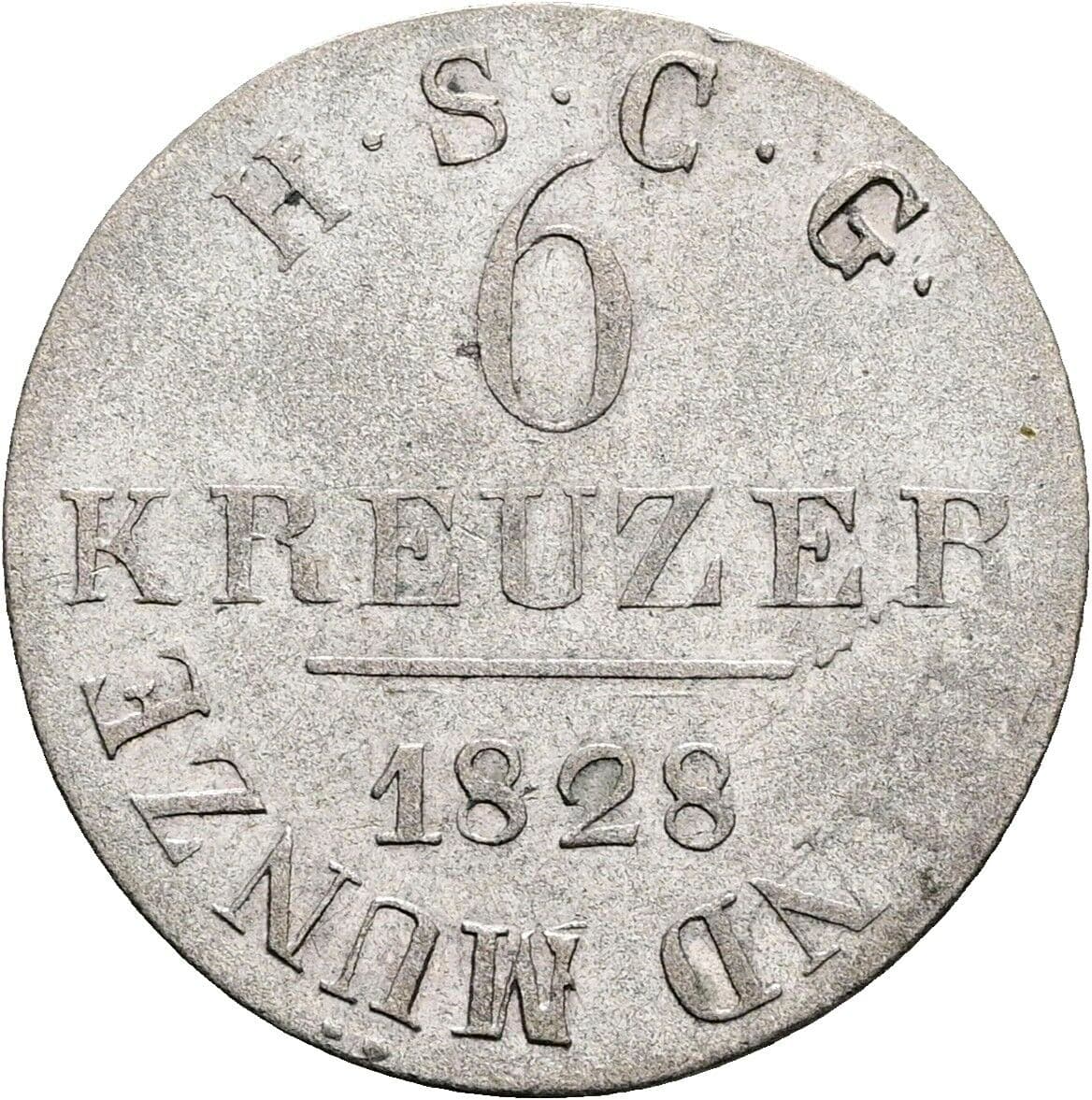 6 Kreuzer Ernst I. (1806-1844) 1828 EK – Vorderseite