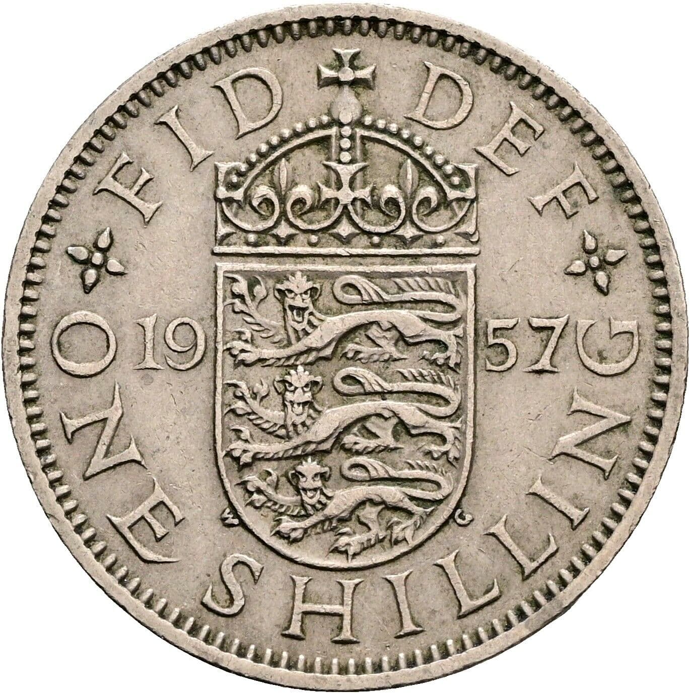 1 Shilling Elisabeth II. 1952-2022 1957 – Rückseite