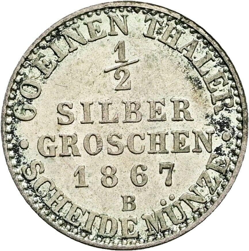 1/2 Silbergroschen Wilhelm I. 1861-1888 1867 B – Rückseite