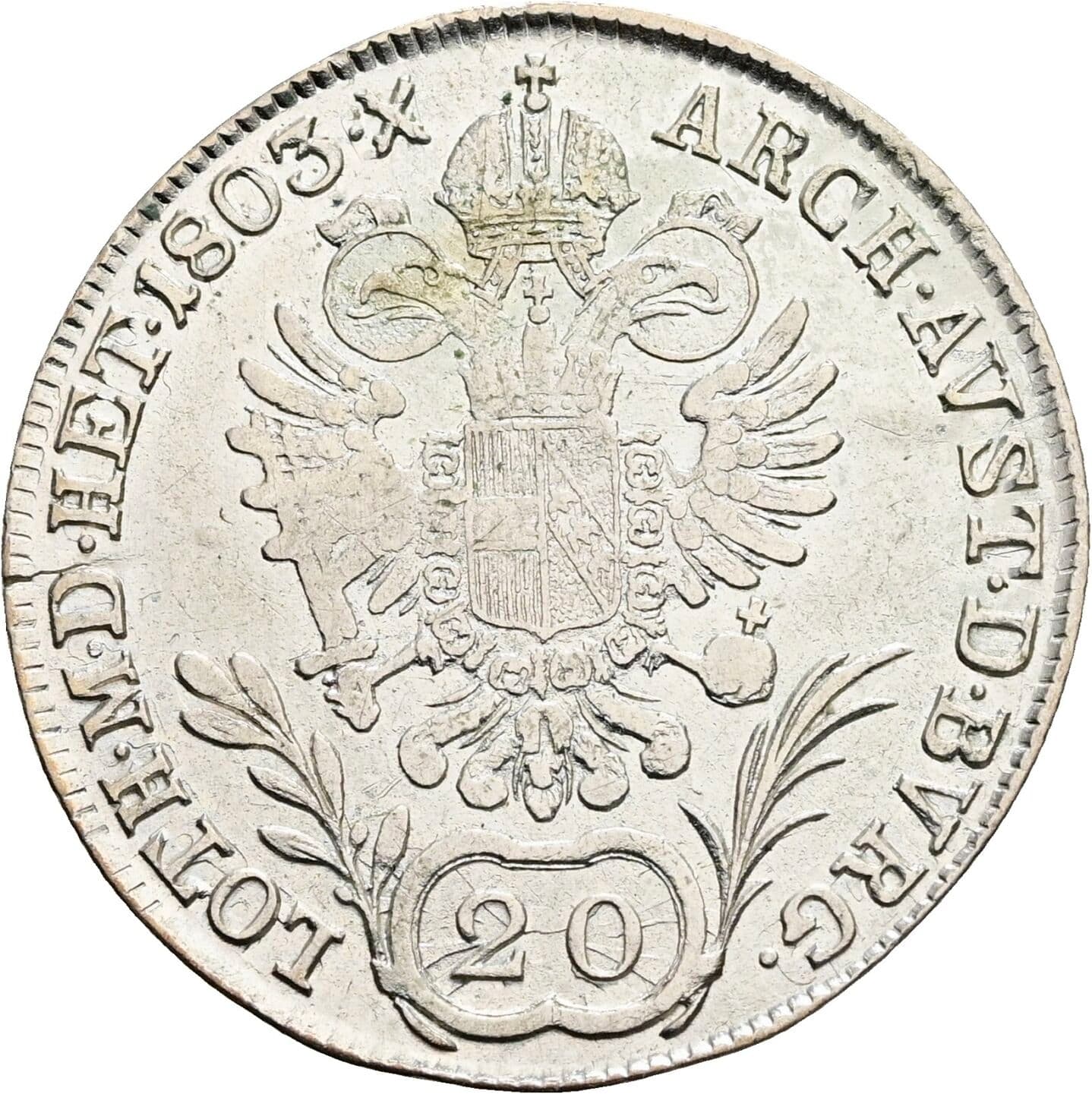 20 Kreuzer Franz II. (I). 1792-1835 1803 B, Kremnitz – Rückseite