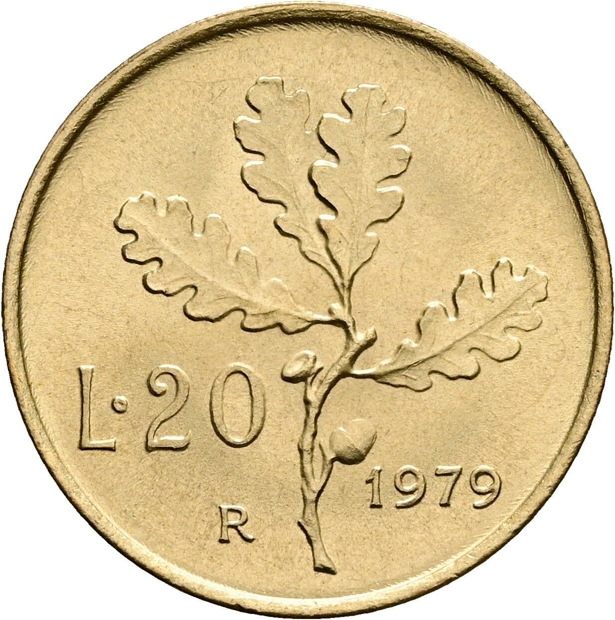 20 Lire 1979 – Rückseite