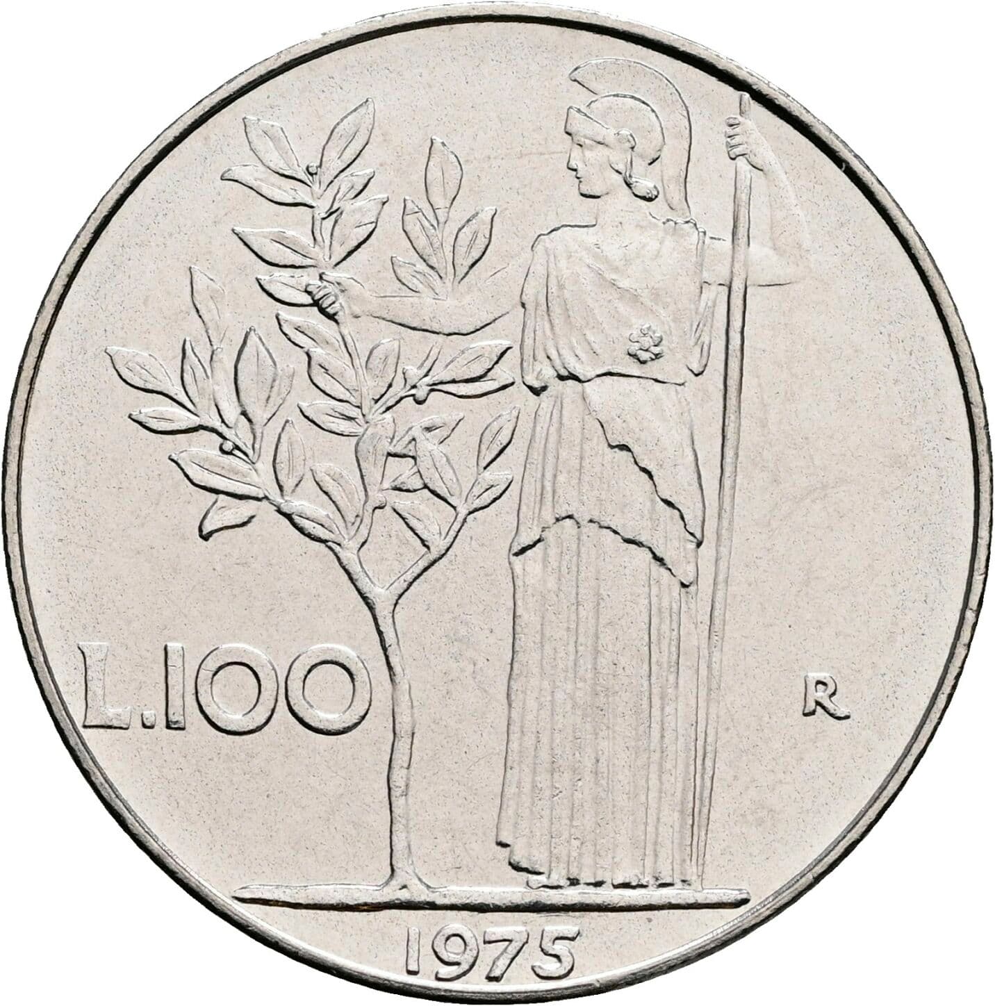 100 Lire 1975 – Rückseite