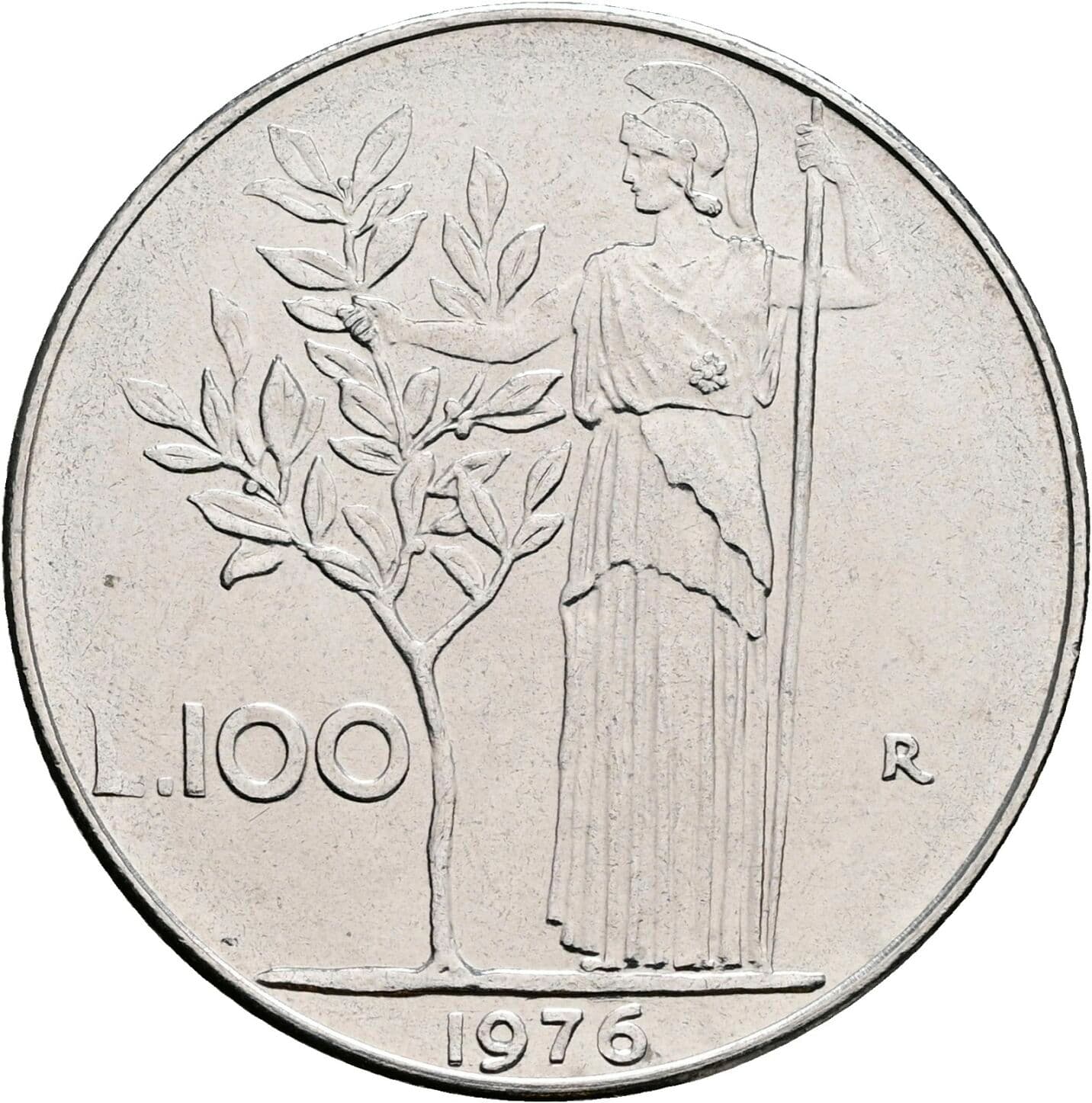 100 Lire 1976 – Rückseite