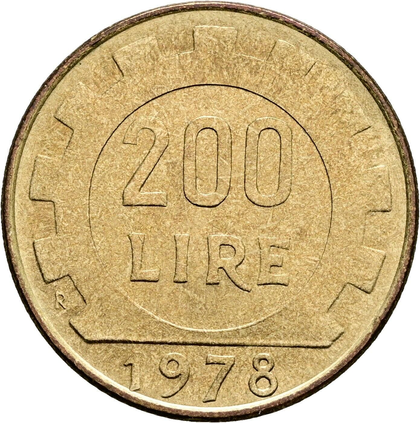 200 Lire 1978 – Rückseite