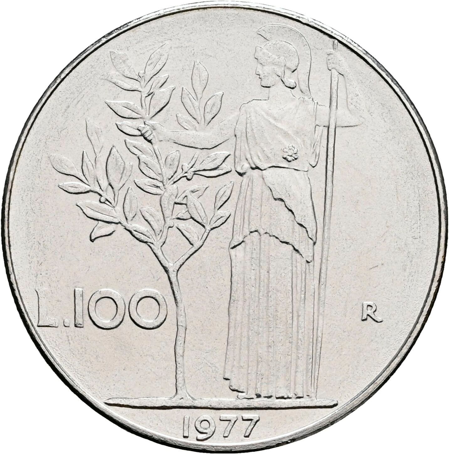 100 Lire 1977 – Rückseite