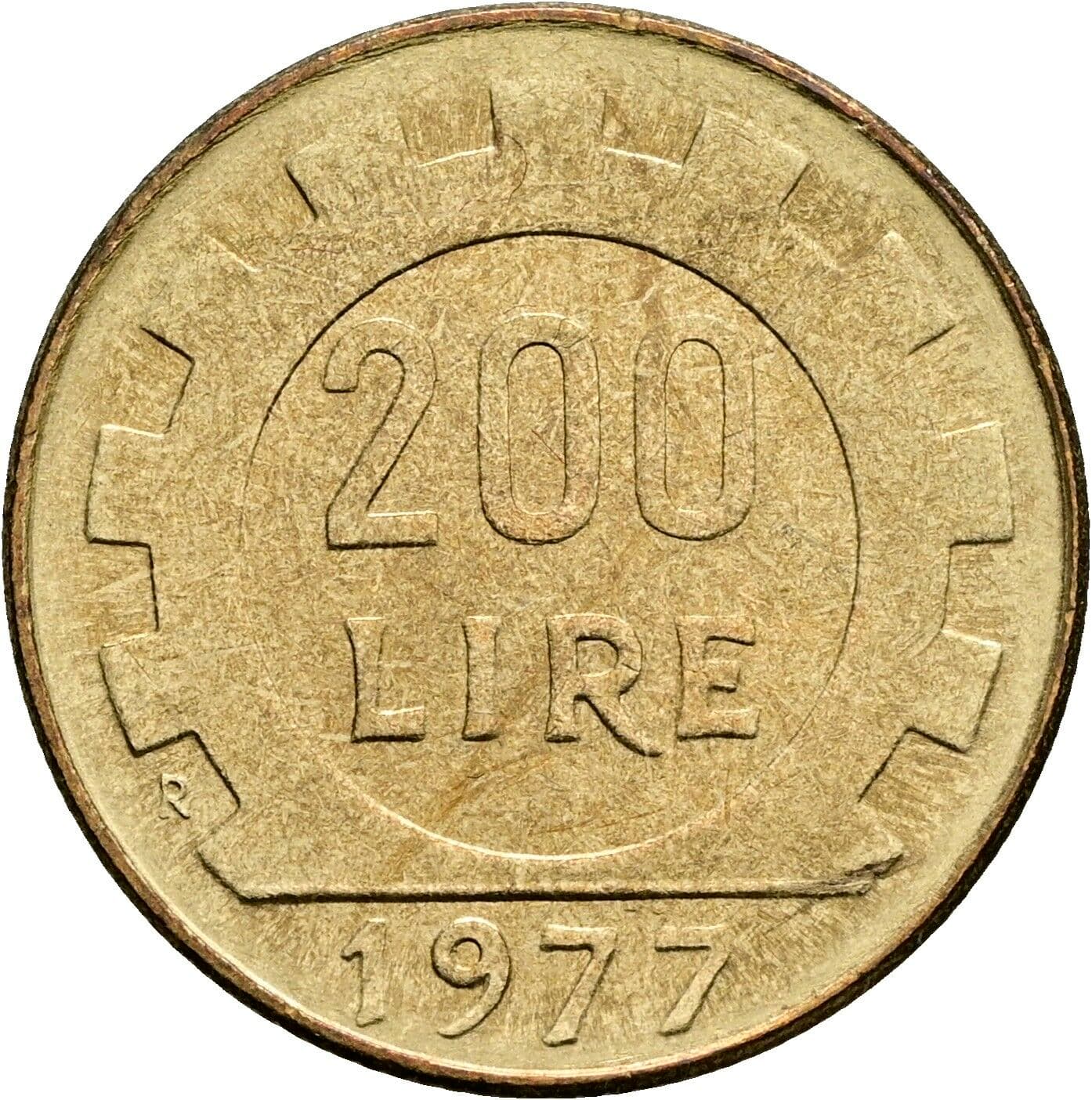200 Lire 1977 – Rückseite
