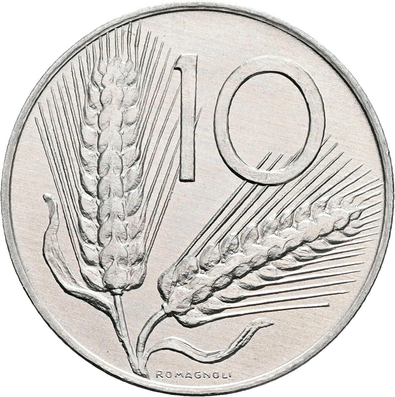 10 Lire 1975 – Vorderseite