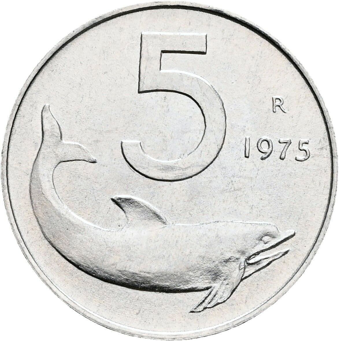 5 Lire 1975 – Vorderseite