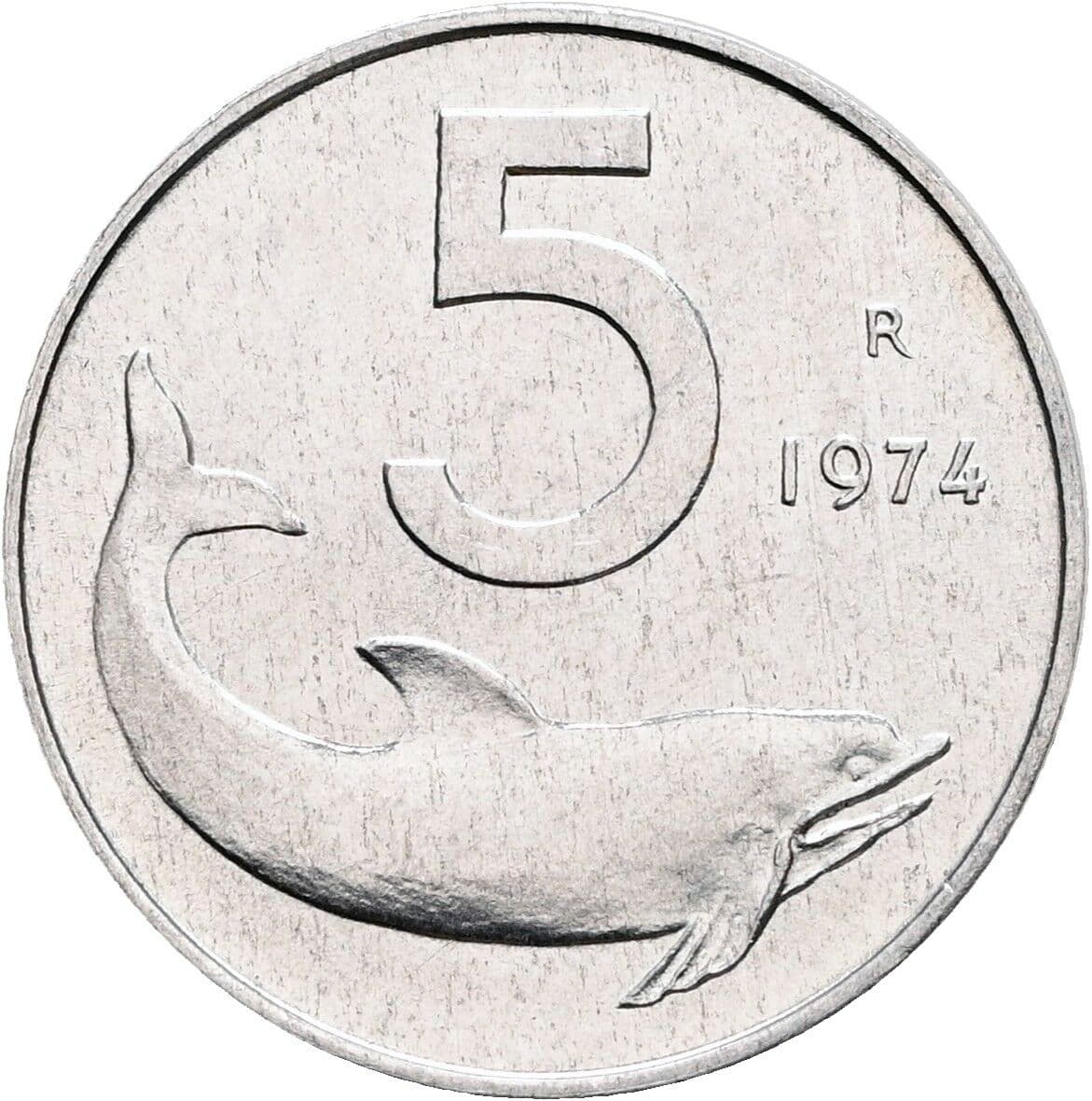 5 Lire 1974 – Vorderseite