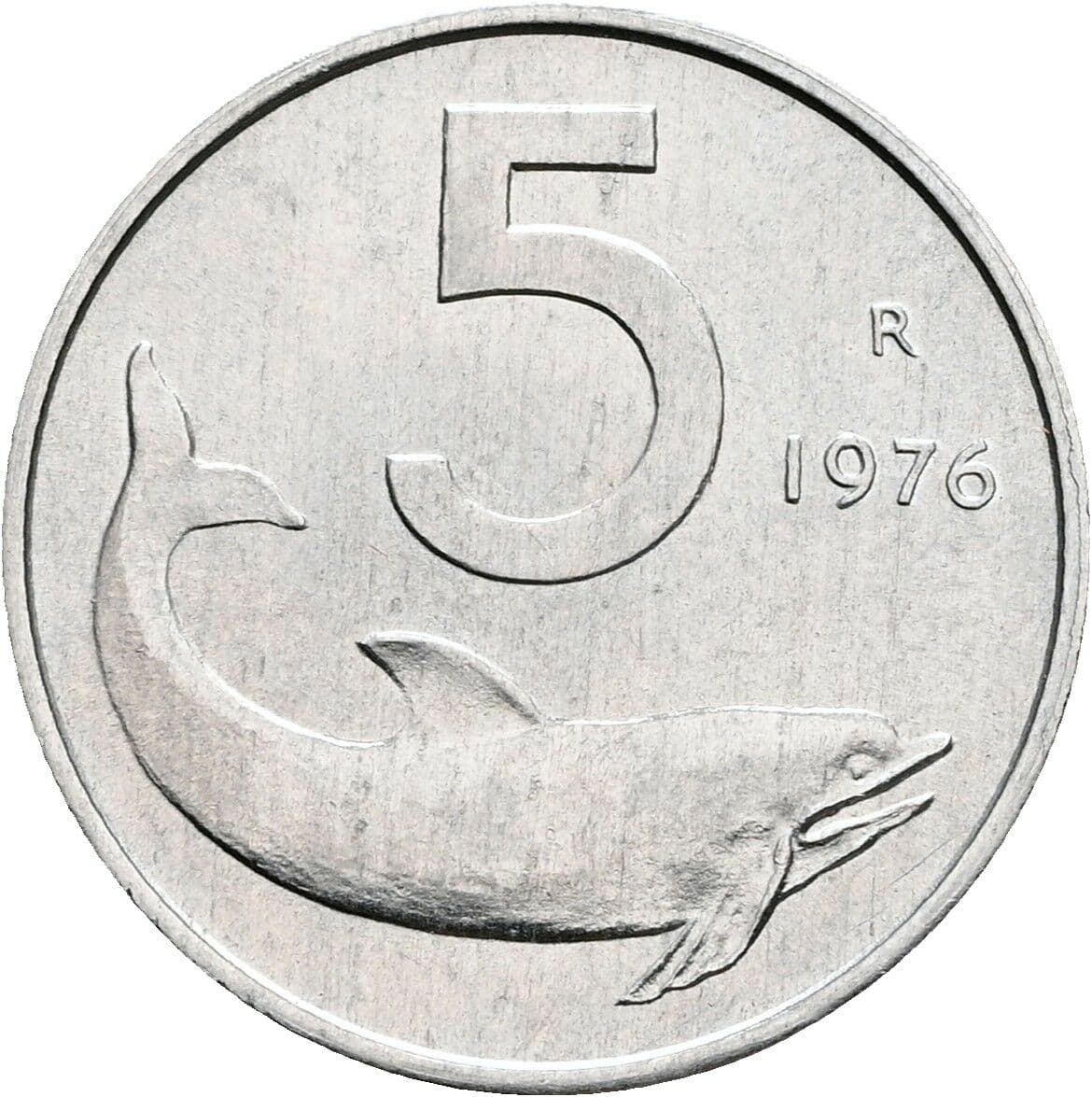 5 Lire 1976 – Vorderseite