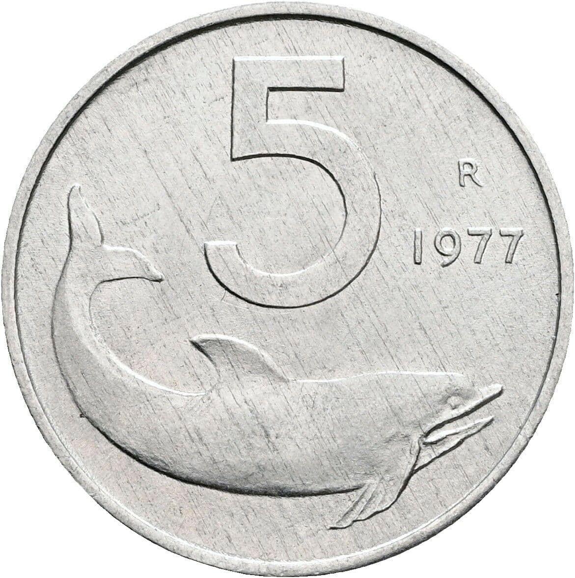 5 Lire 1977 – Vorderseite