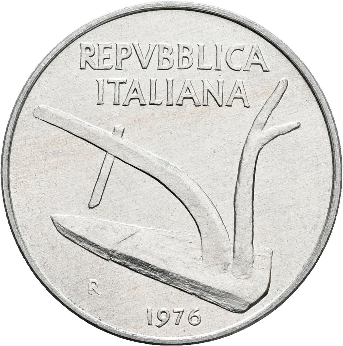 10 Lire 1976 – Rückseite