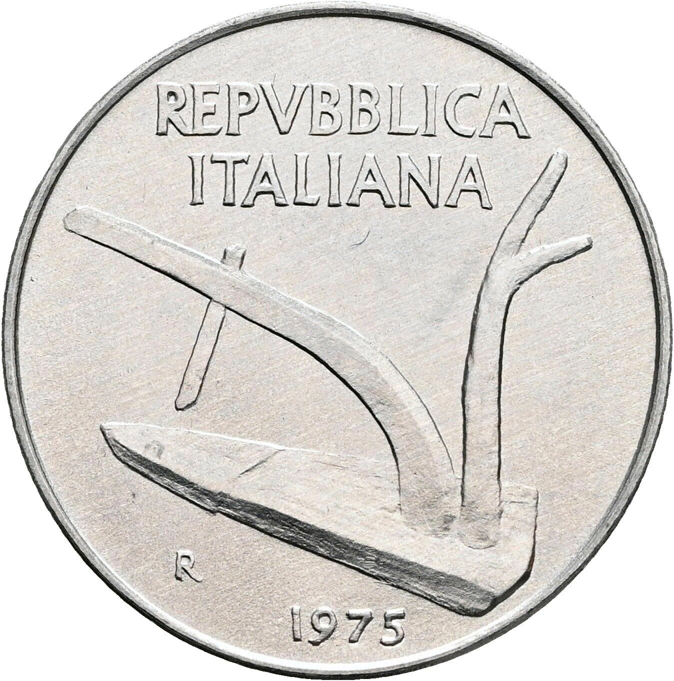 10 Lire 1975 – Rückseite