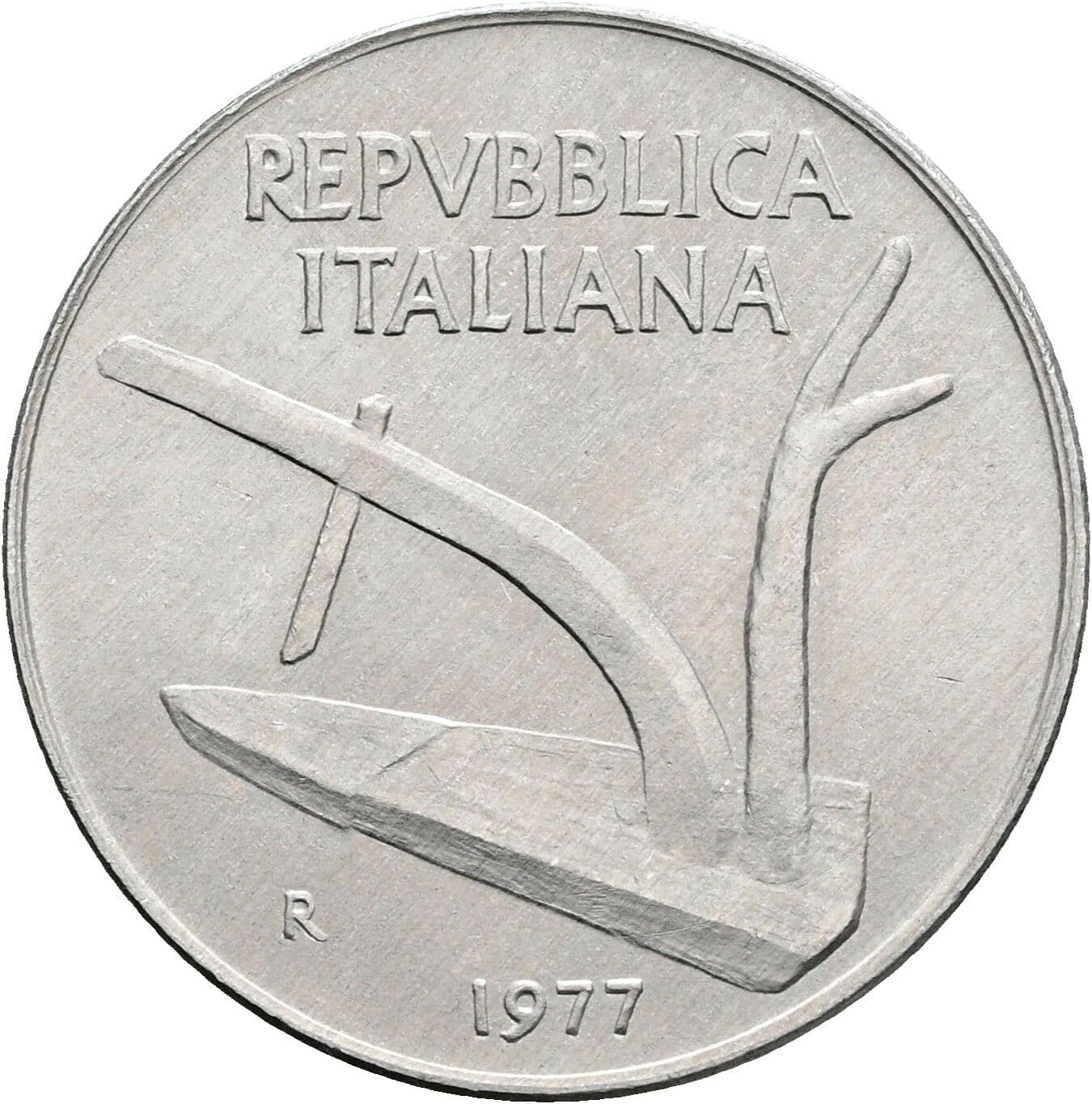 10 Lire 1977 – Rückseite