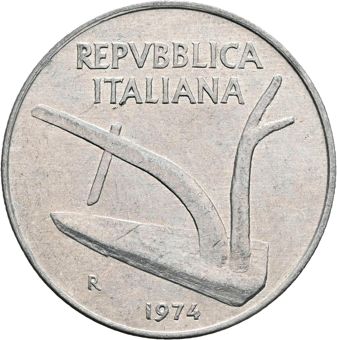 10 Lire 1974 – Rückseite