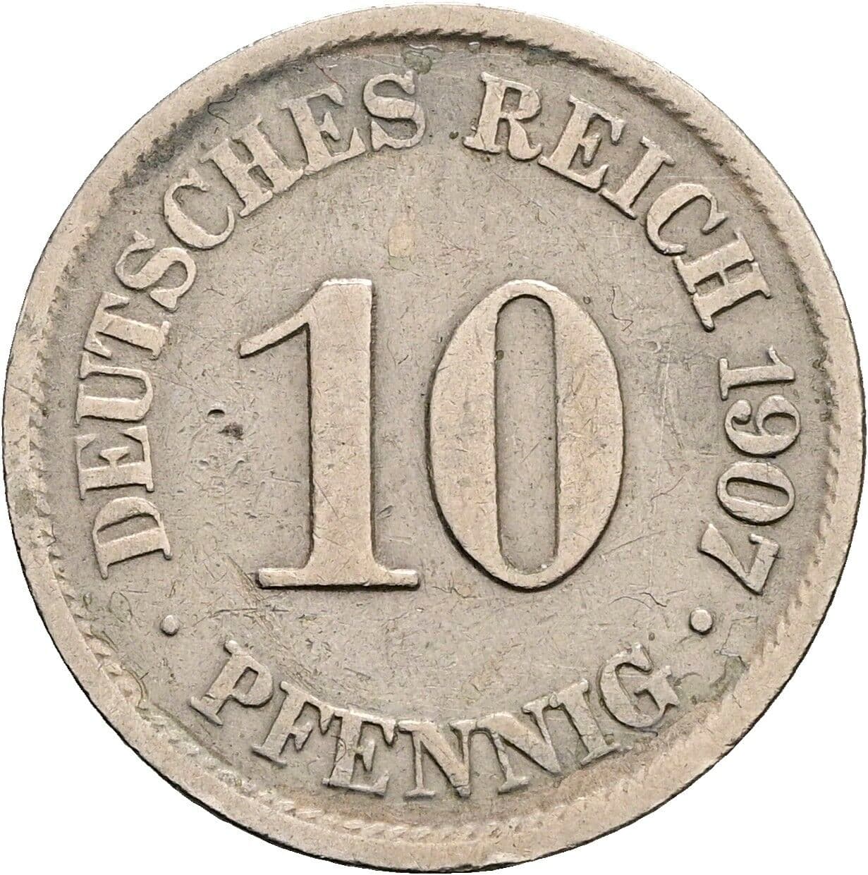 10 Pfennig 1907 A – Vorderseite
