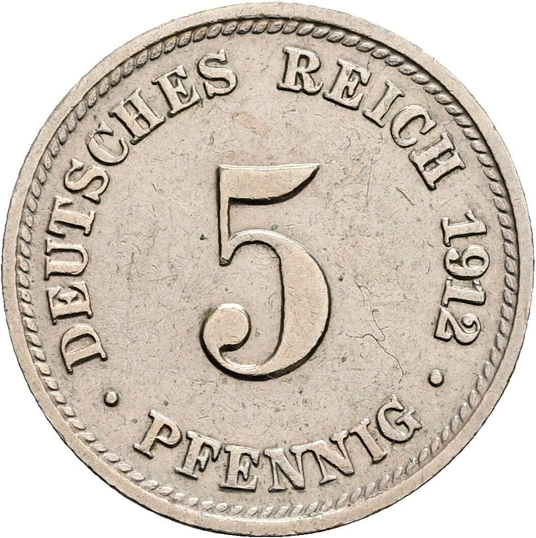 5 Pfennig 1912 D – Vorderseite