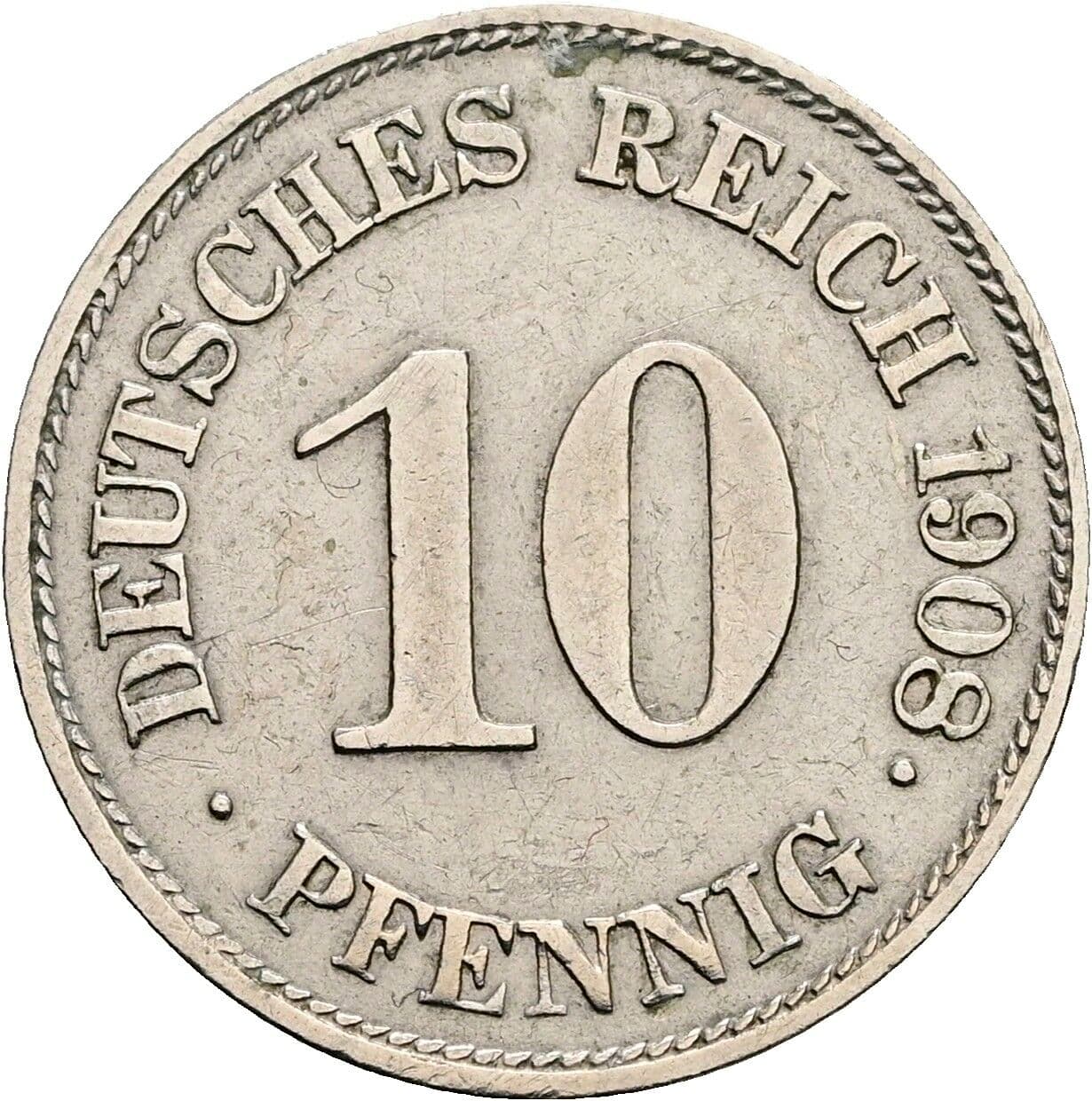 10 Pfennig 1908 E – Vorderseite