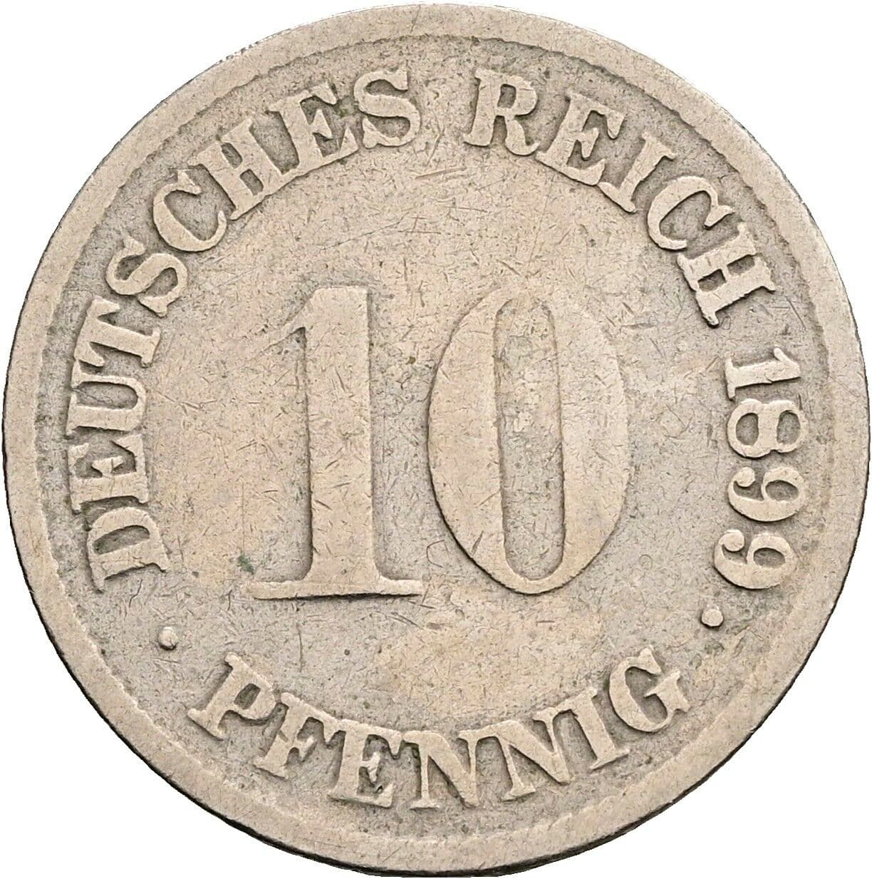 10 Pfennig 1899 G – Vorderseite