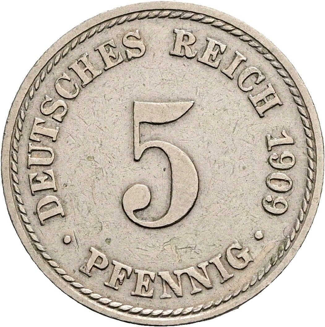 5 Pfennig 1909 A – Vorderseite