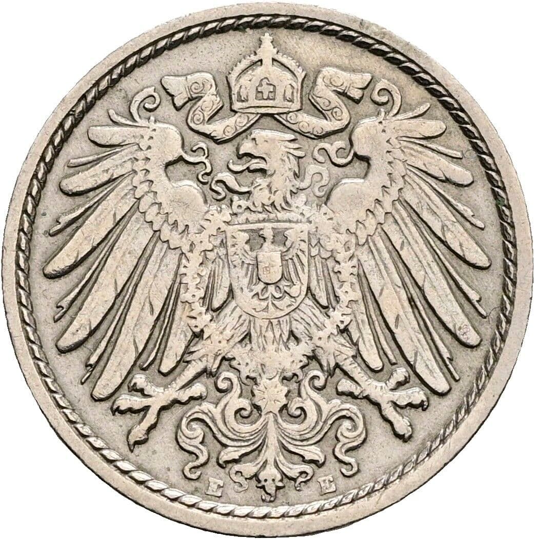 5 Pfennig 1911 E – Rückseite