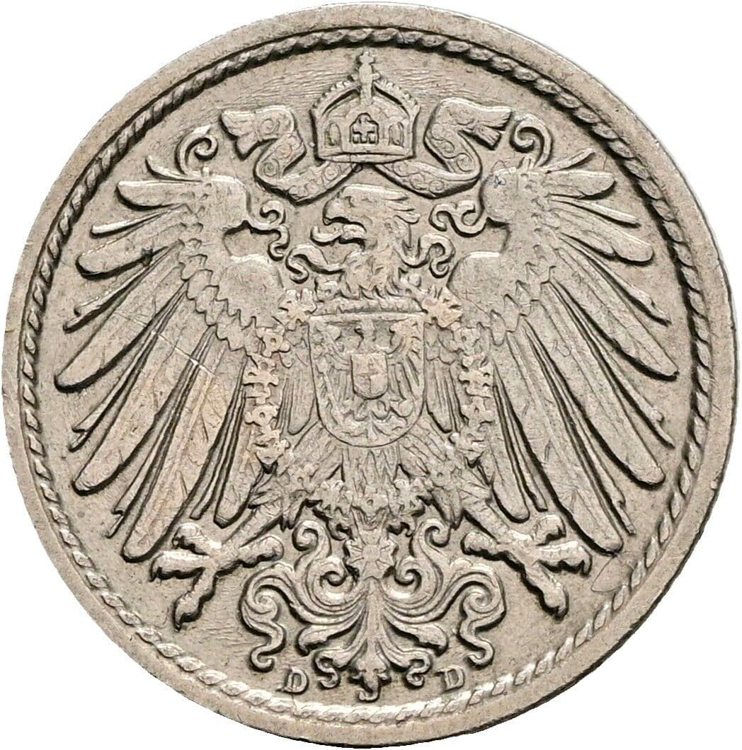 5 Pfennig 1912 D – Rückseite