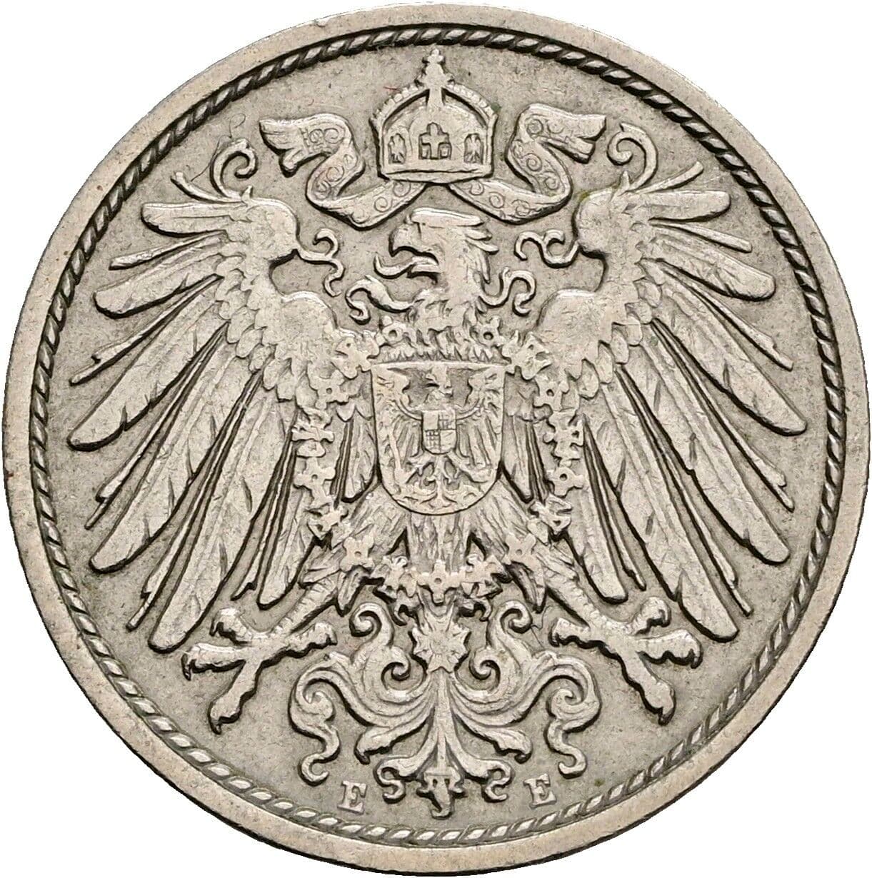 10 Pfennig 1910 E – Rückseite