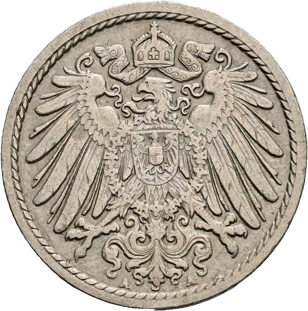 5 Pfennig 1909 A – Rückseite