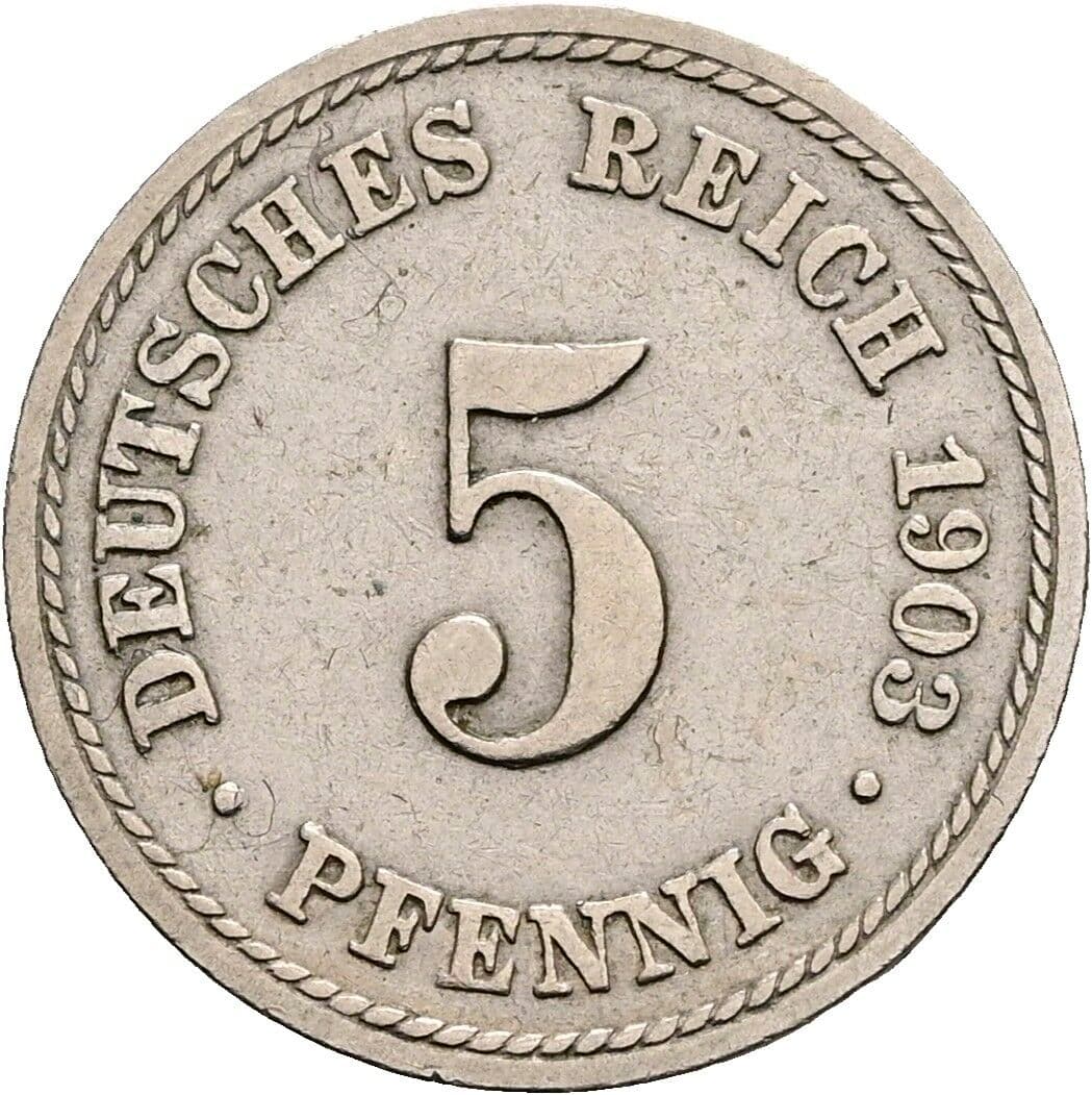 5 Pfennig 1903 F – Vorderseite