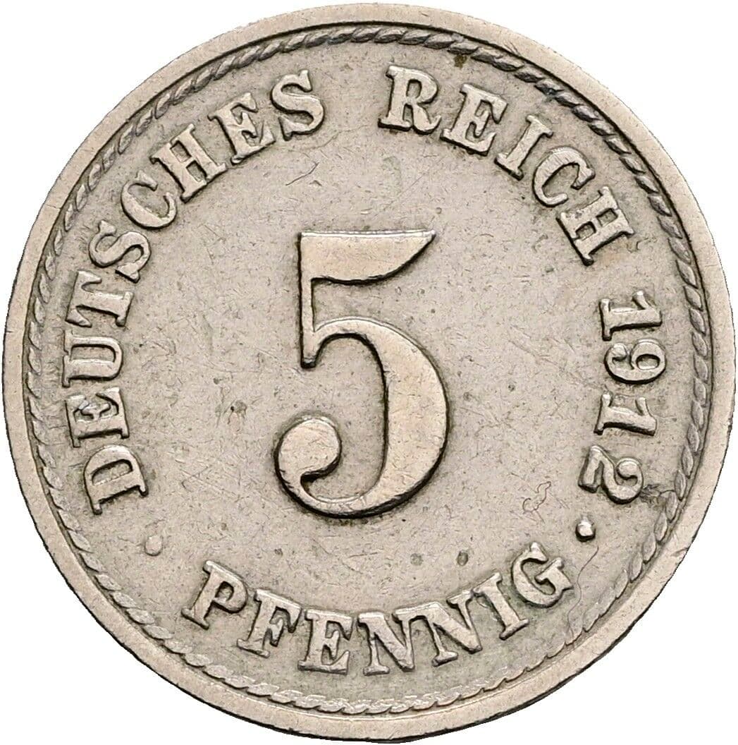 5 Pfennig 1912 F – Vorderseite